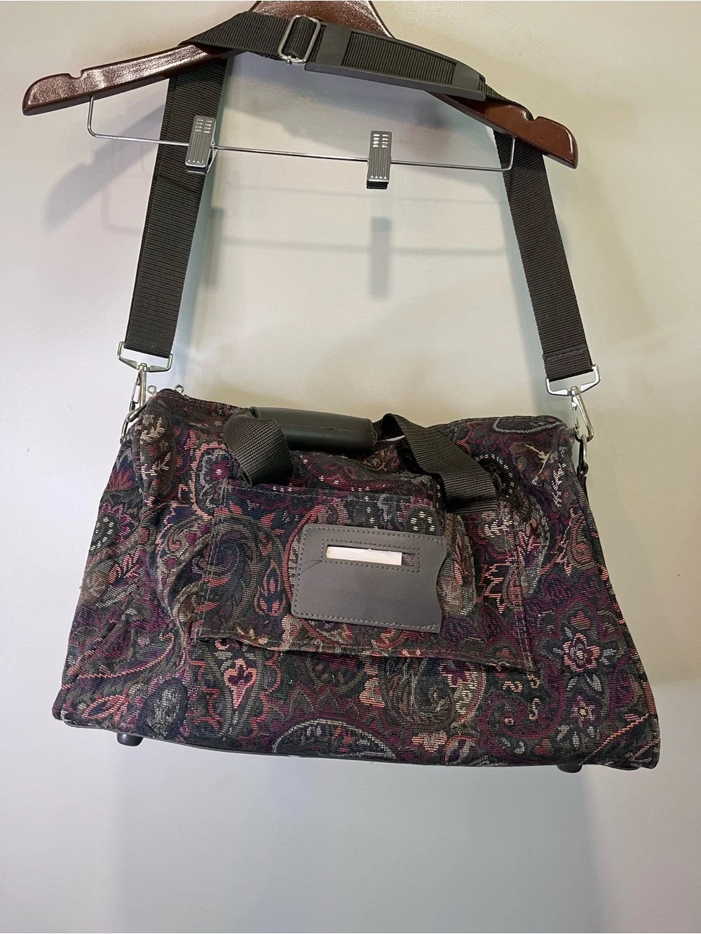Vtg 90s Pierre Cardin Floral Tapestry Travel Carry On Shoulder Bag